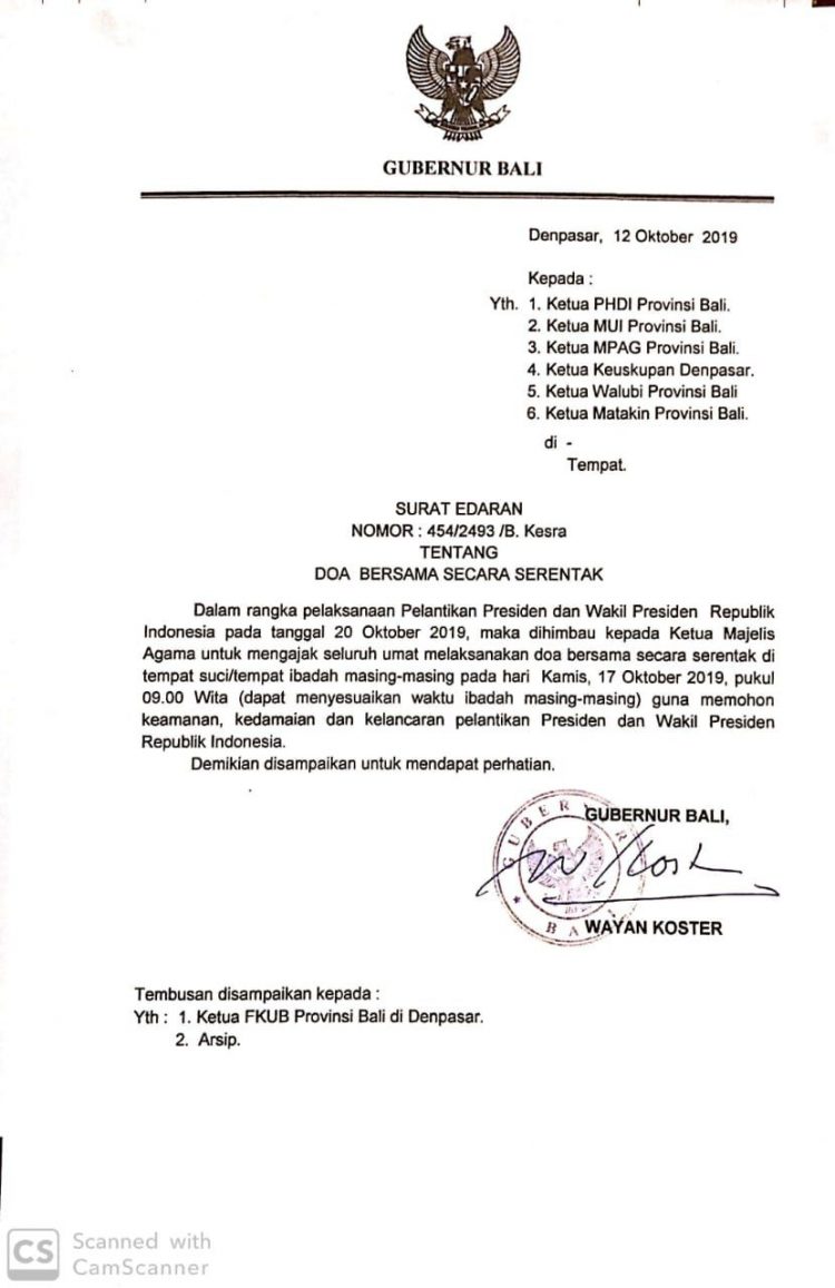 Gubernur Bali Imbau Tokoh Lintas Agama Berdoa Jelang Pelantikan Presiden