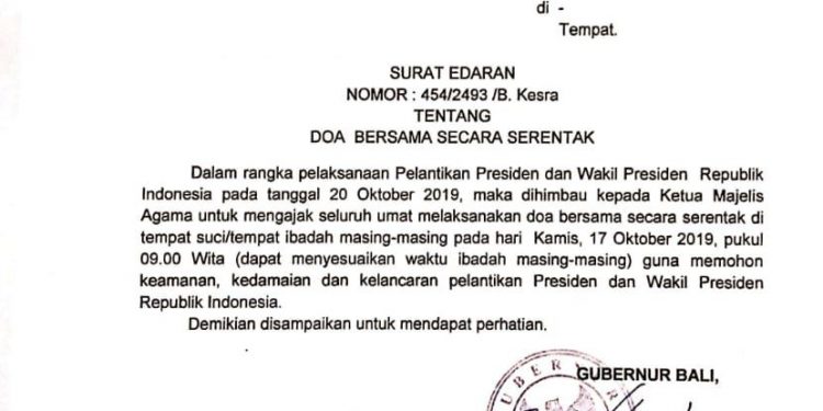 Gubernur Bali Imbau Tokoh Lintas Agama Berdoa Jelang Pelantikan Presiden